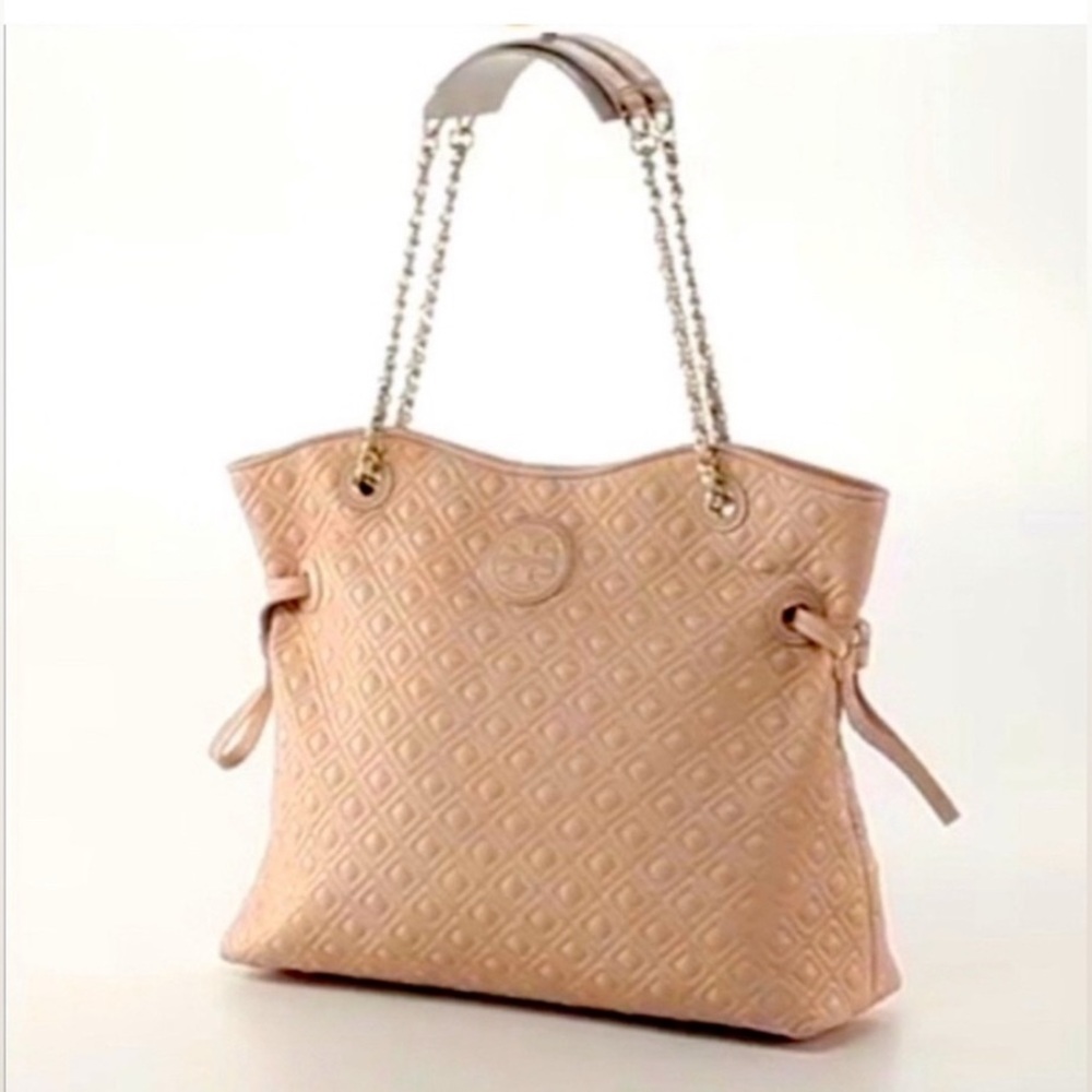 Tory Burch Chic Quilted Tote Bag with Chain Straps